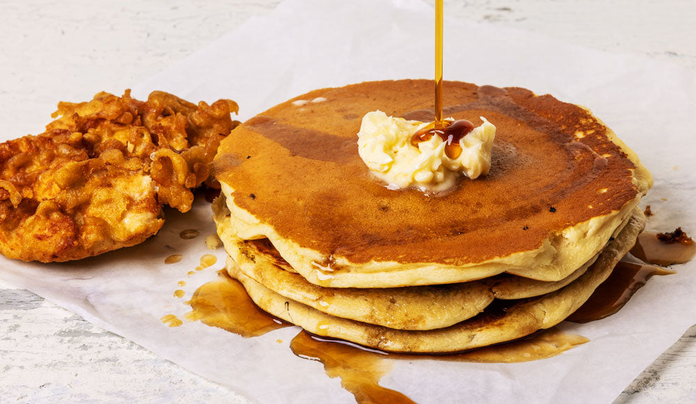 Pan Cake with fried chicken