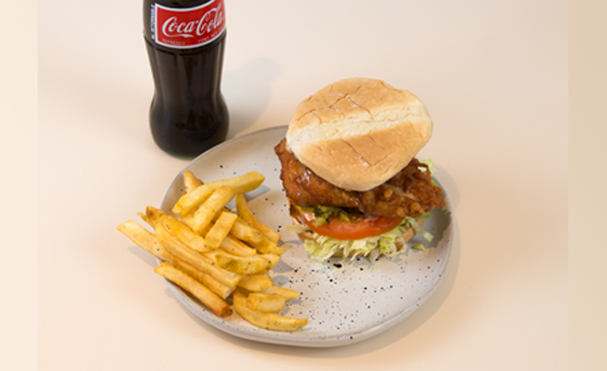 Crispy Chicken Burger with Fries and Coke
